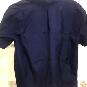 Vince Navy Poplin Short Sleeved Blouse